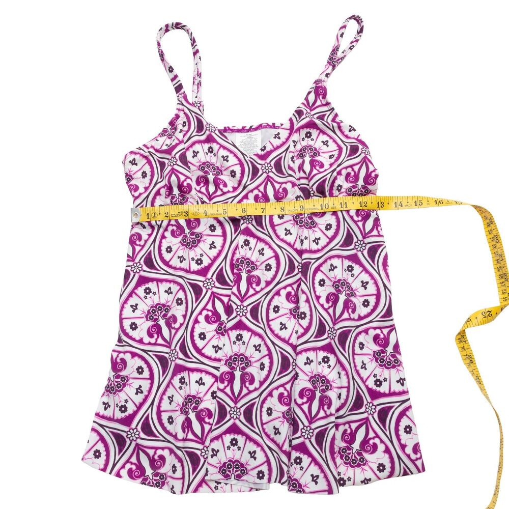 Swim Solutions Sz 12‎ Women's Magenta White Patterned Underwire Tankini Swim Top - Picture 2 of 6